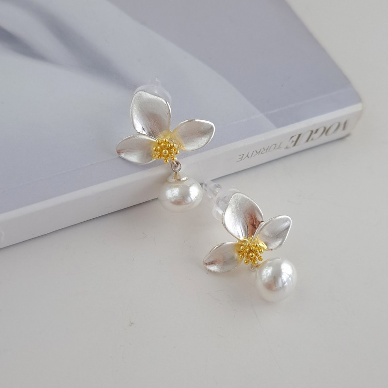 گوشواره کره ای شکوفه دو رنگ