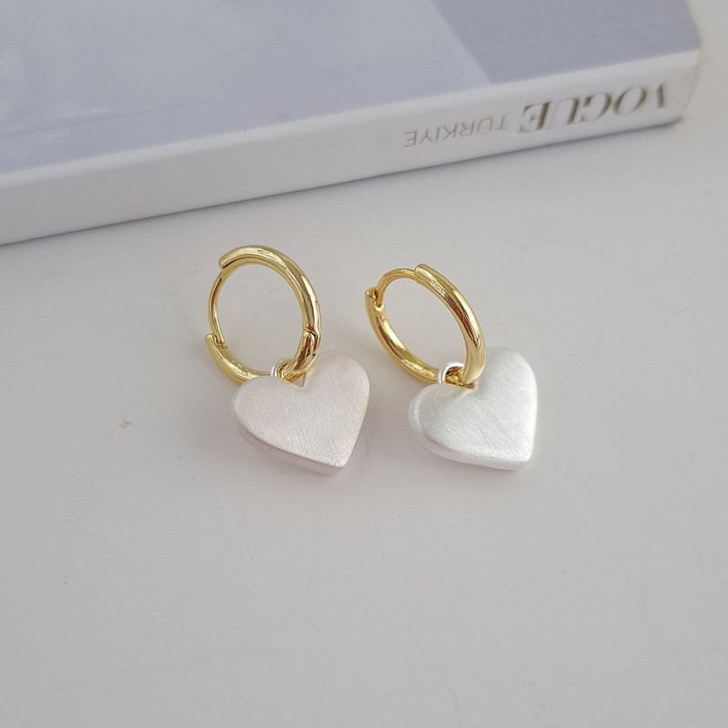 گوشواره کره ای قلب دو رنگ