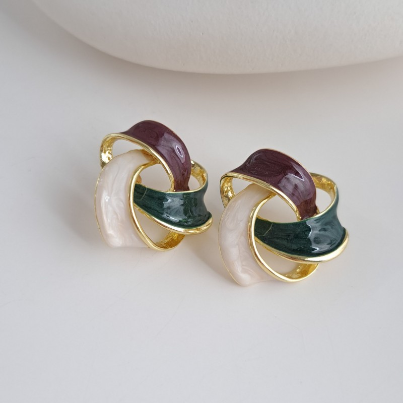 گوشواره سه رنگ  زرشکی سبز