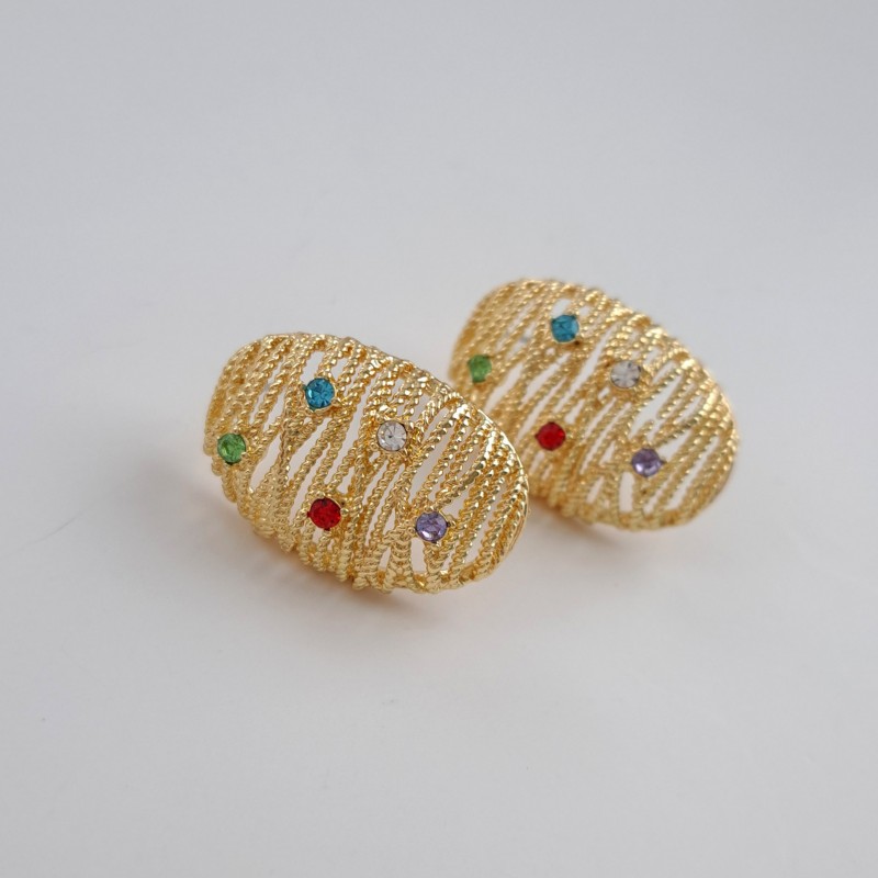 گوشواره حصیری نگین رنگی