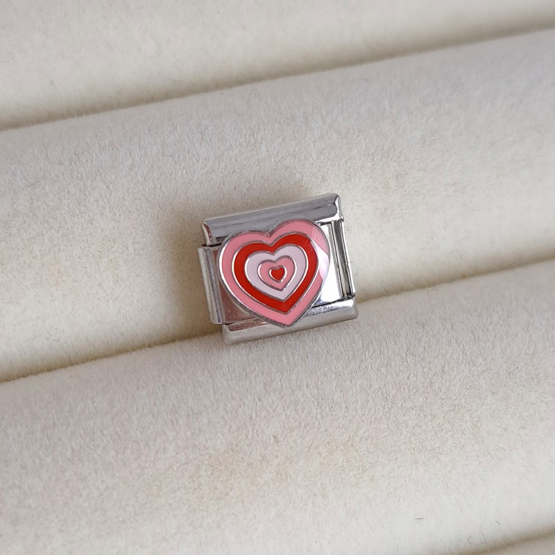 چارم نومینیشن قلب قرمز صورتی پایه نقره‌ای