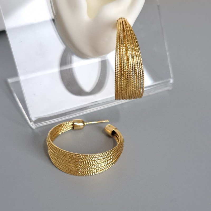 گوشواره حلقه ای استیل رشته رشته