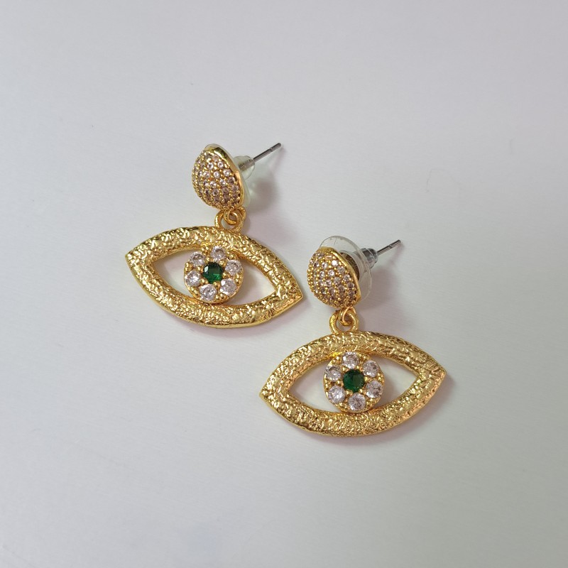 گوشواره چشم طلایی  روکش طلا 24 عیار