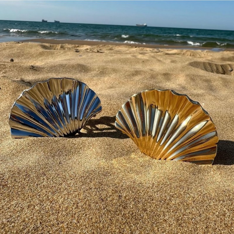 گیره موی صدف نقره ای