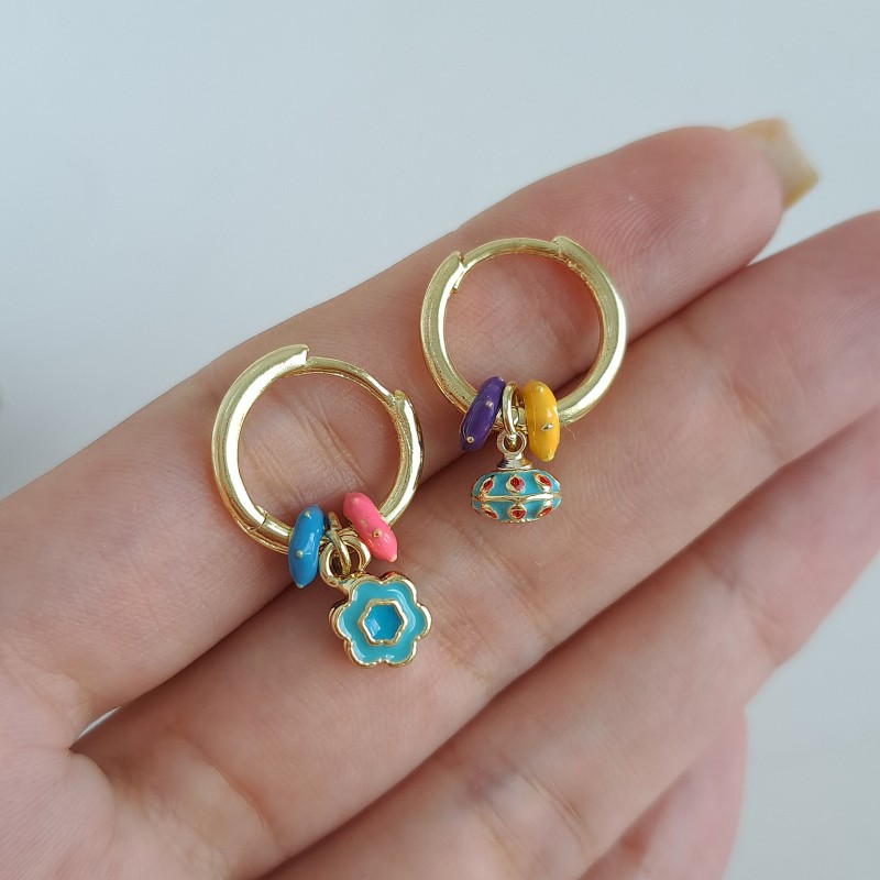 گوشواره واشری آویز گل