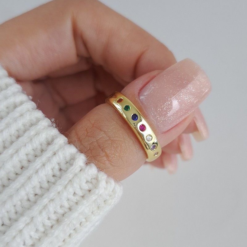 انگشتر رینگ نگین مولتی کالر (اروپایی)