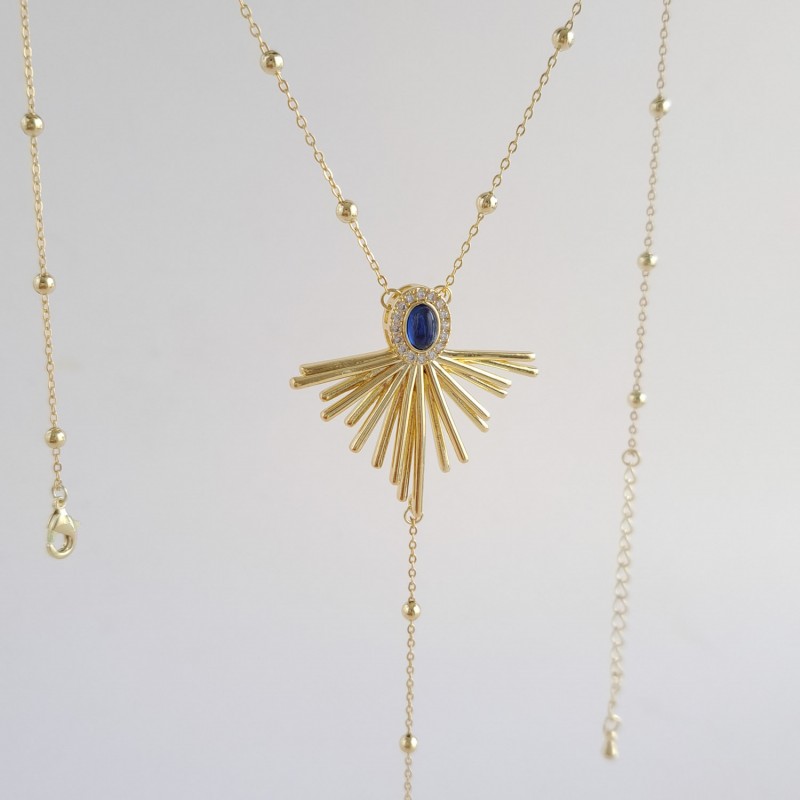 گردنبند طرح Y خورشید نگین آبی *