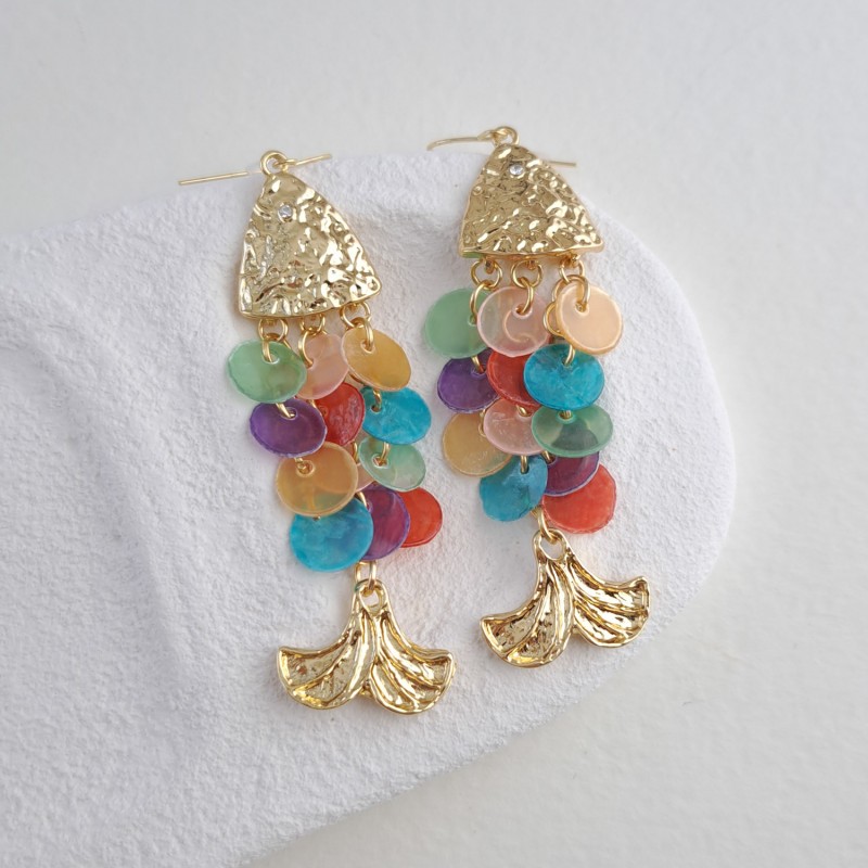 گوشواره ماهی پولکی رنگی زارا