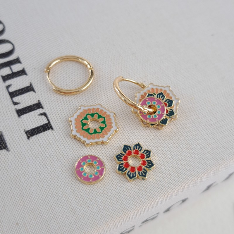 گوشواره واشری  نارنجی - صورتی*