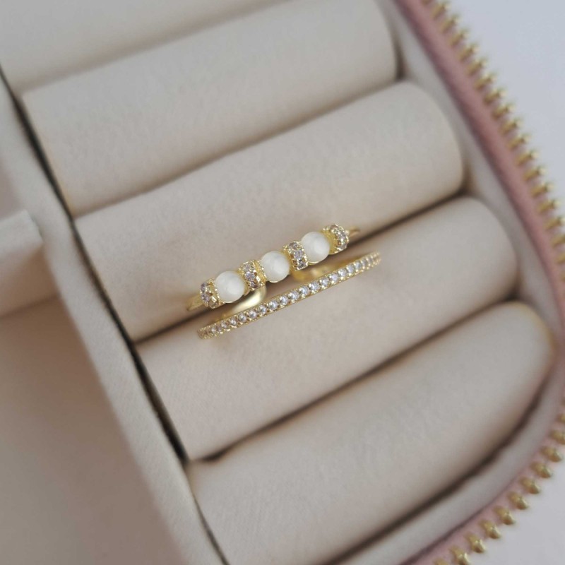 انگشتر دو لاین نگین دار