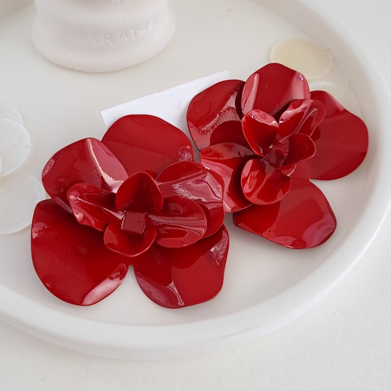 گوشواره گل درشت قرمز زارا