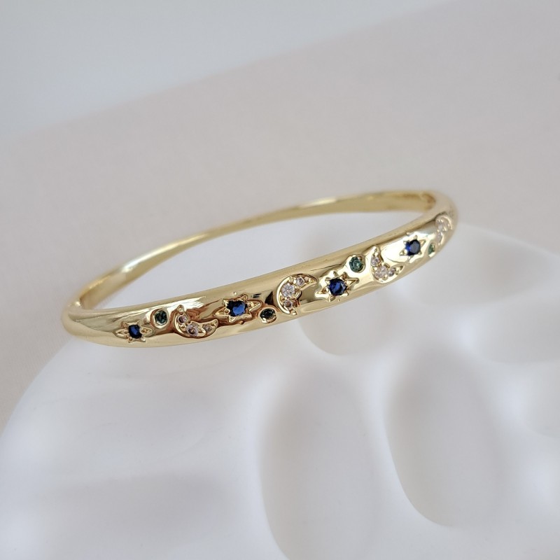 دستبند پوملاتو ماه و ستاره سرمه‌ای با روکش طلا*