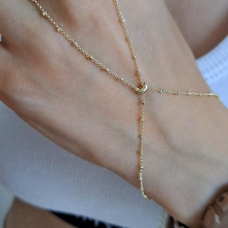 دستبند تمیمه زنجیر نقطه‌ای طلایی