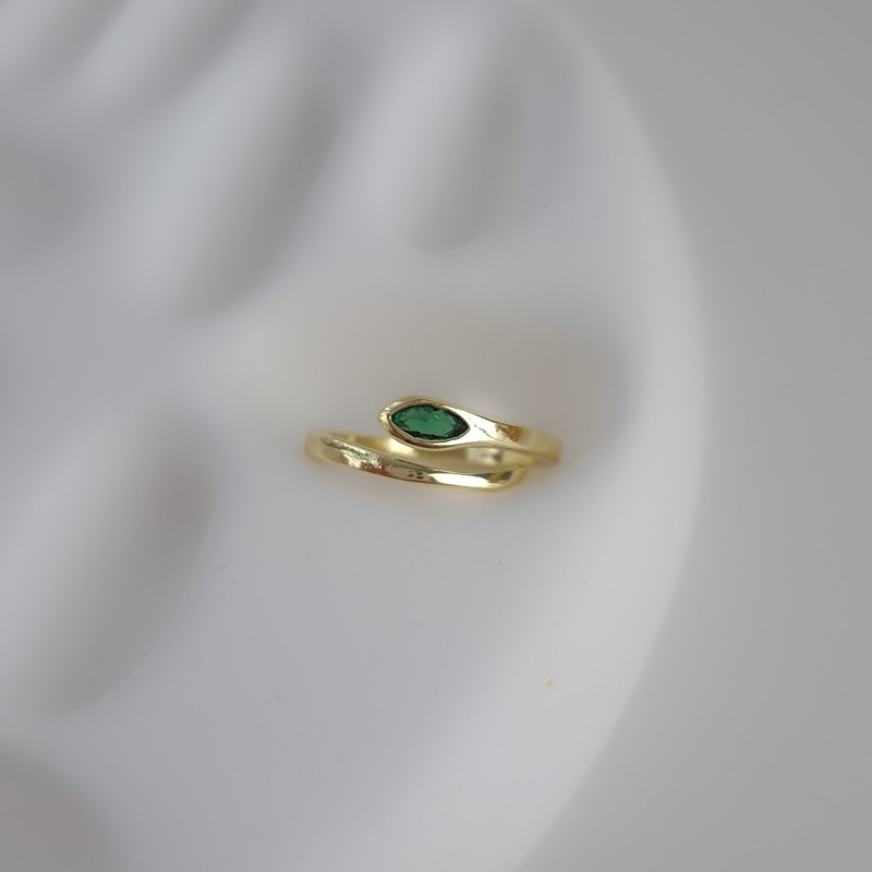 انگشتر مار نگین سبز انگشت کوچک