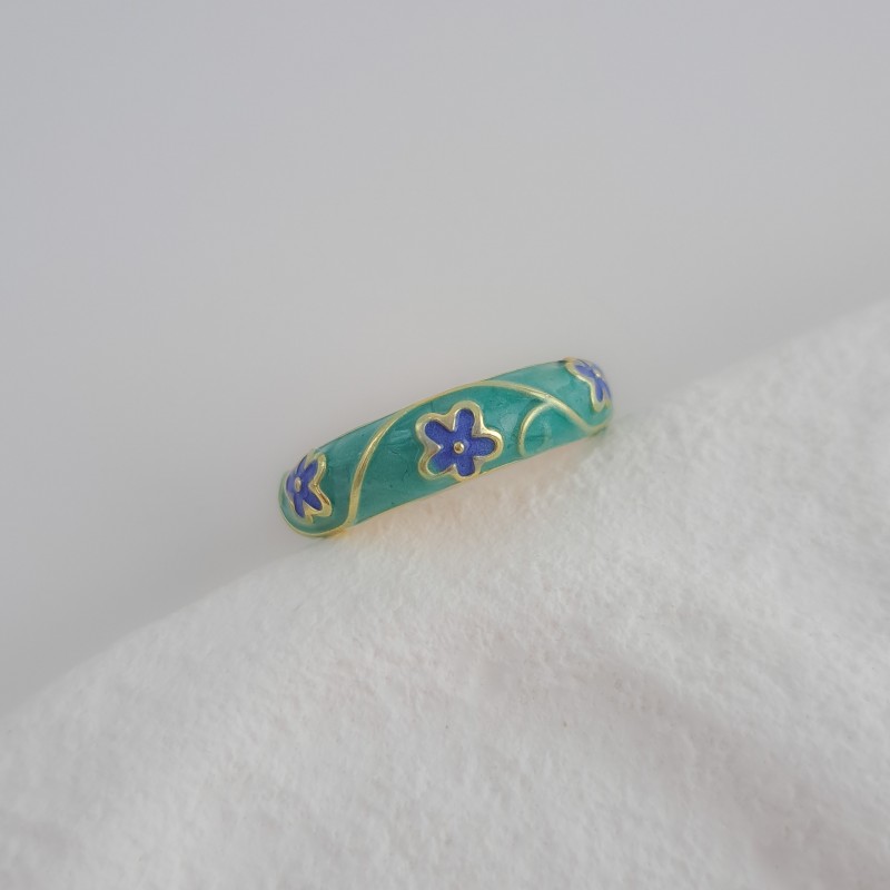 انگشتر سه گل ریز و شاخه طلایی سبز*