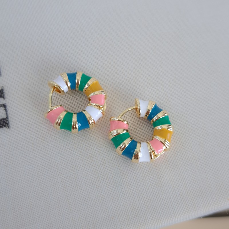 گوشواره حلقه ای هفت رنگ پاستلی