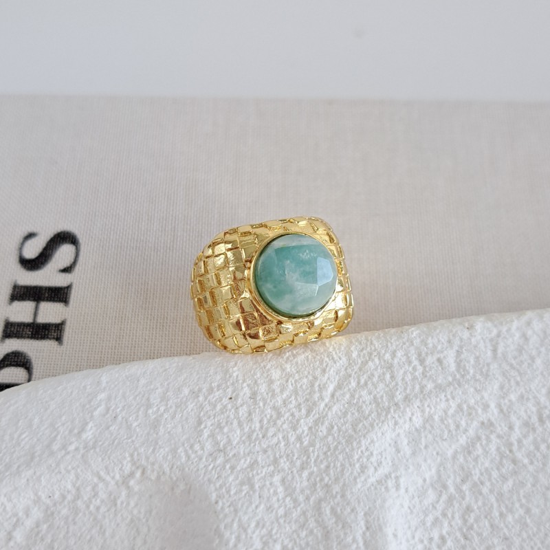 انگشتر مربعی سنگ آبی *