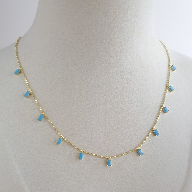 گردنبند آویز نگین اشکی آبی