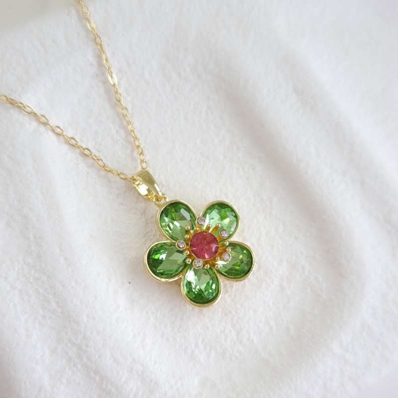 گردنبند گل سبز سواروسکی*