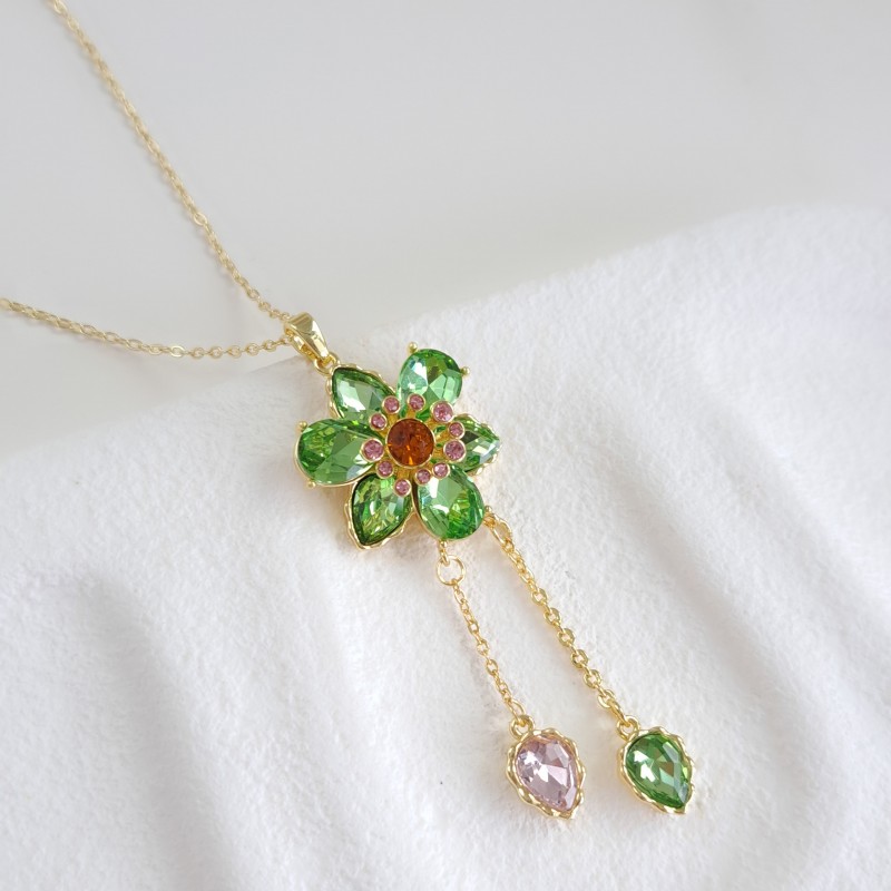 گردنبند طرح گل سواروسکی آویزدار*