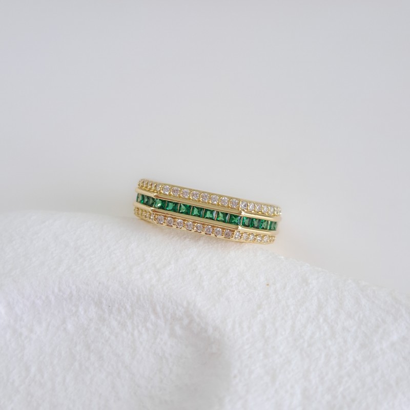 انگشتر شش ضلعی نگین سبز