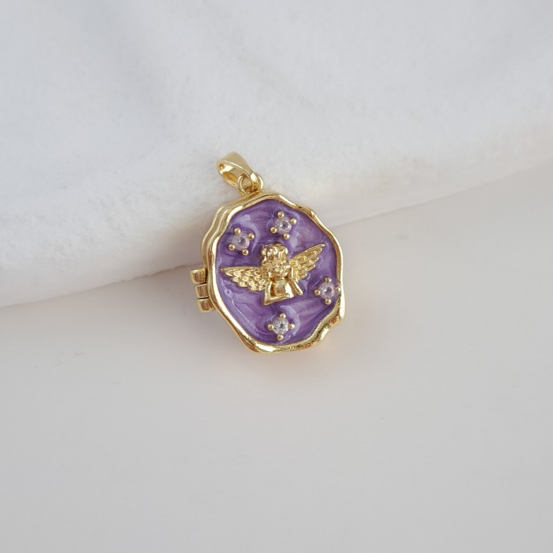 گردنبند لاکت بنفش طرح فرشته**