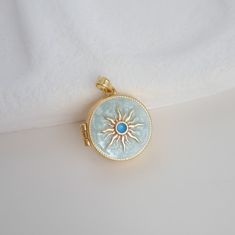 گردنبند لاکت دایره‌ای خورشید سبز**