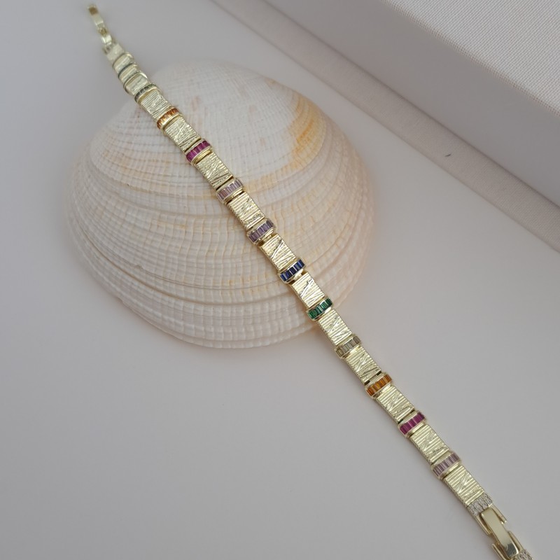 دستبند طرح طلا باگت‌های رنگی*