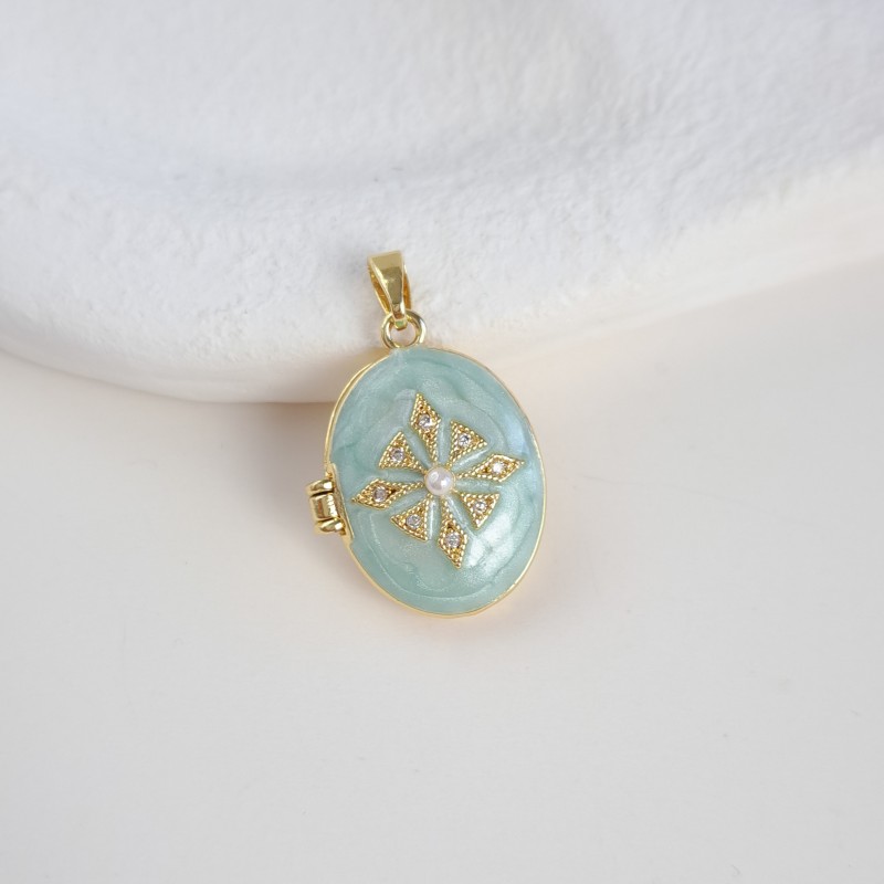 لاکت بیضی ستاره مروارید و نگین دار*