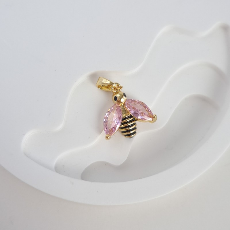 آویز بدون زنجیر زنبور سنگ صورتی