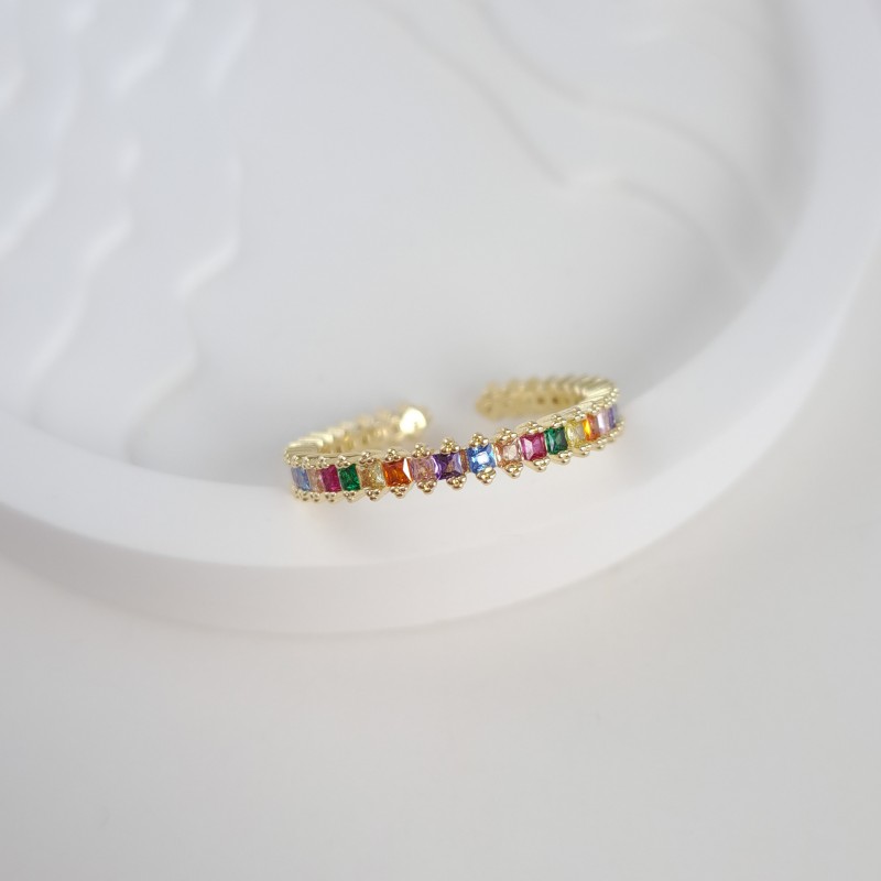 انگشتر رینگ نازک نگین مربعی رنگی*