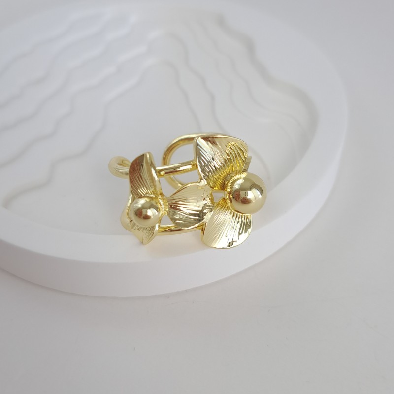 انگشتر دو گل طلایی بزرگ*