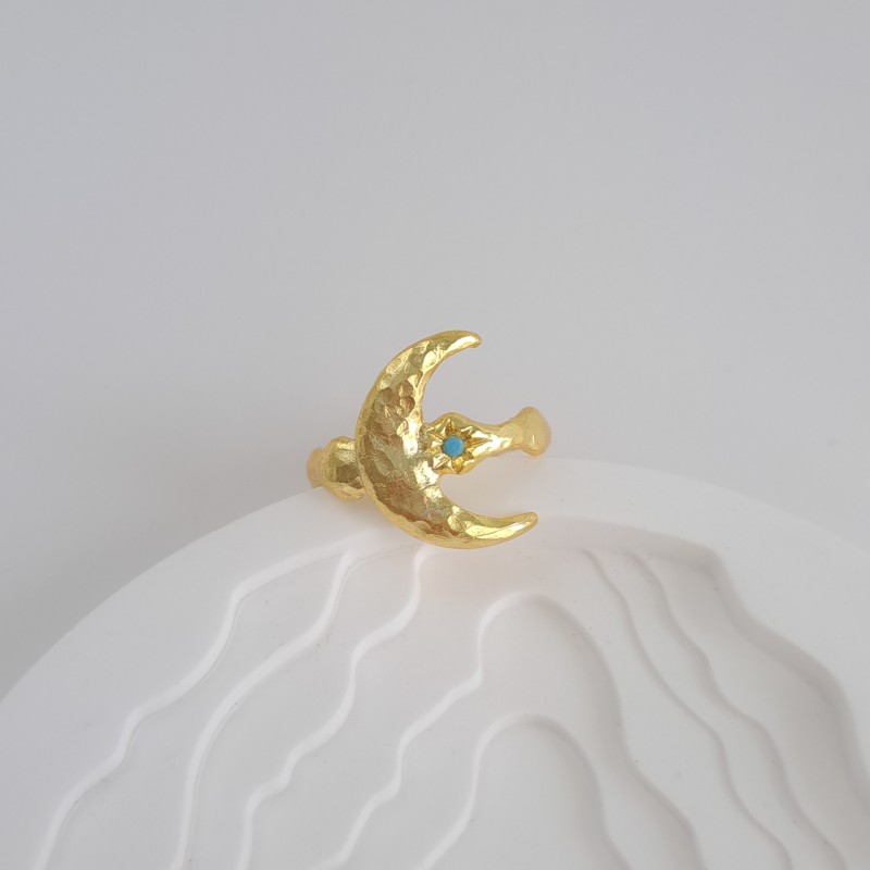 انگشتر وینتیج اروپایی ماه نگین آبی*