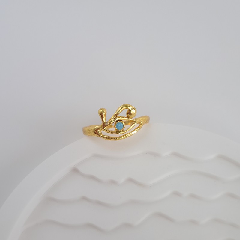 انگشتر وینتیج اروپایی چشم نگین آبی*