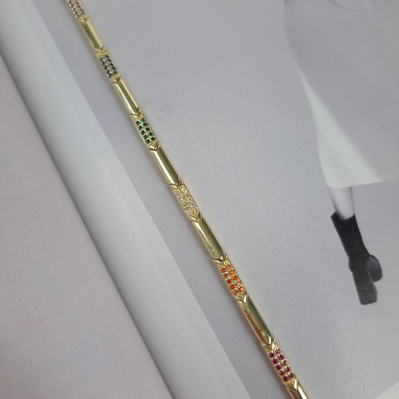 دستبند ظریف نگین مولتی کالر  *