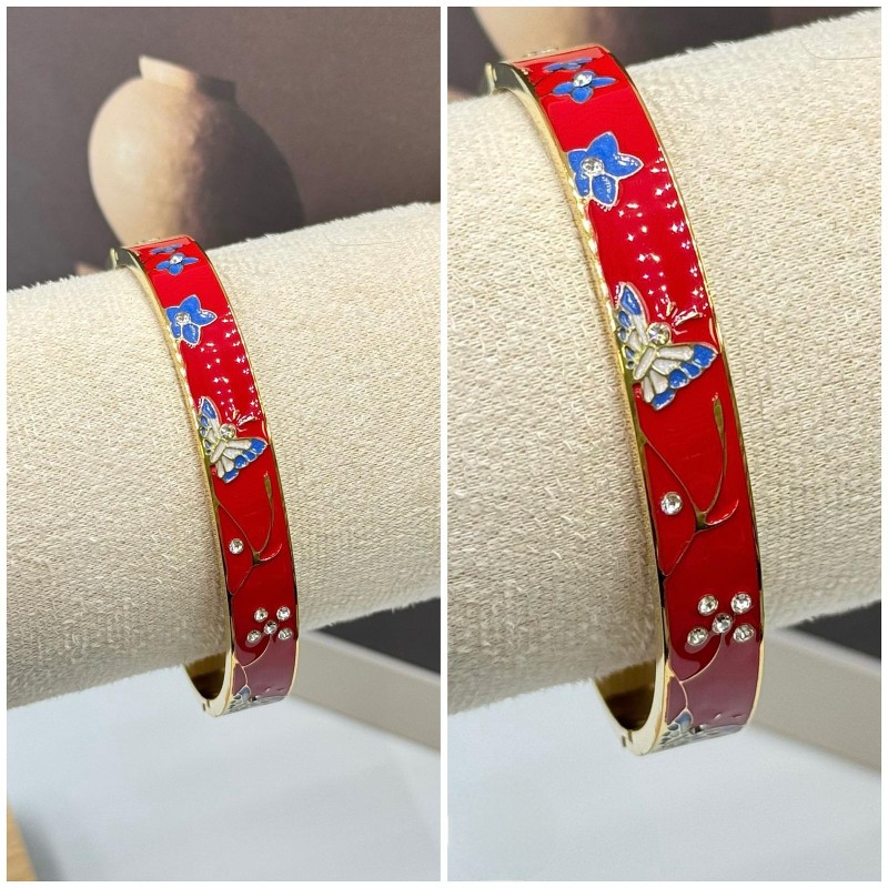 دستبند استیل میناکاری قرمز پروانه*