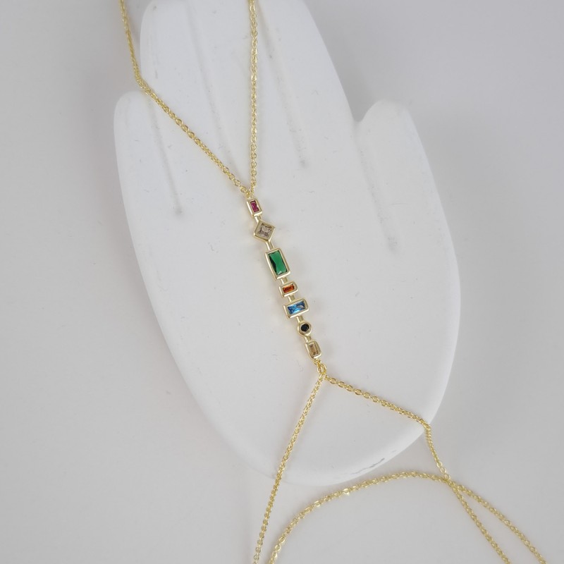 دستبند تمیمه نگین های مستطیل رنگی*