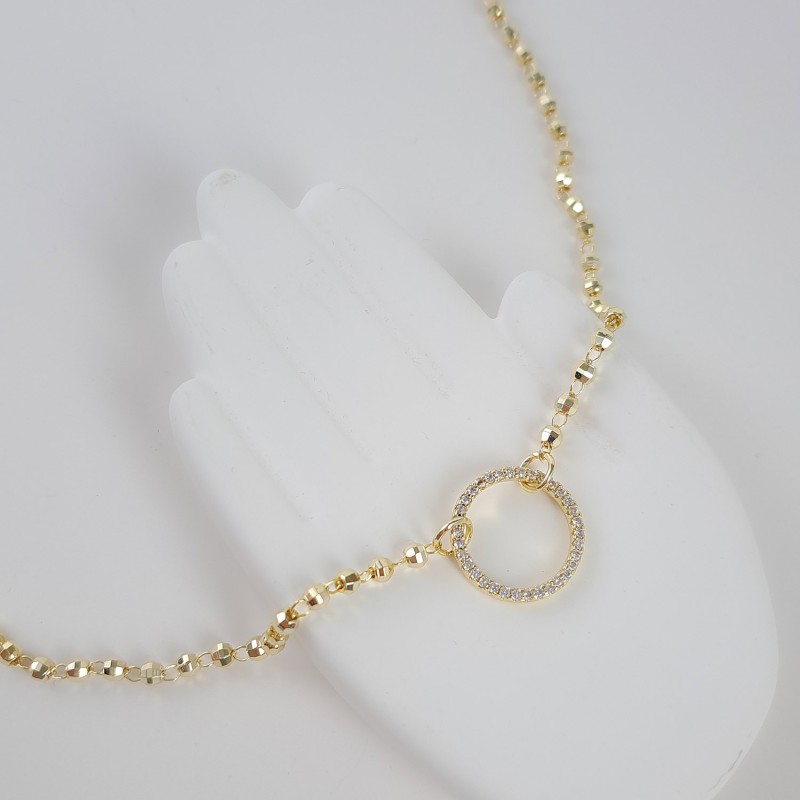 گردنبند ال برناردو دایره نگین دارروکش طلا