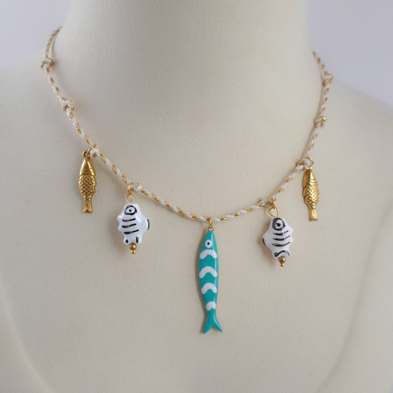 گردنبند نخی چارم ماهی بلند