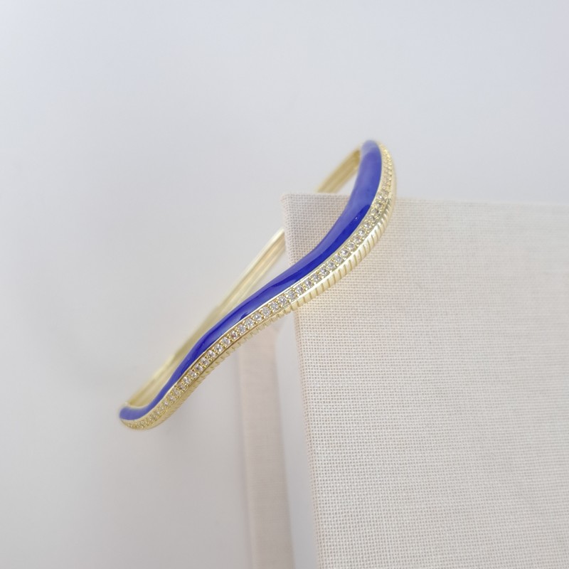 دستبند موج طرح طلا میناکاری آبی*