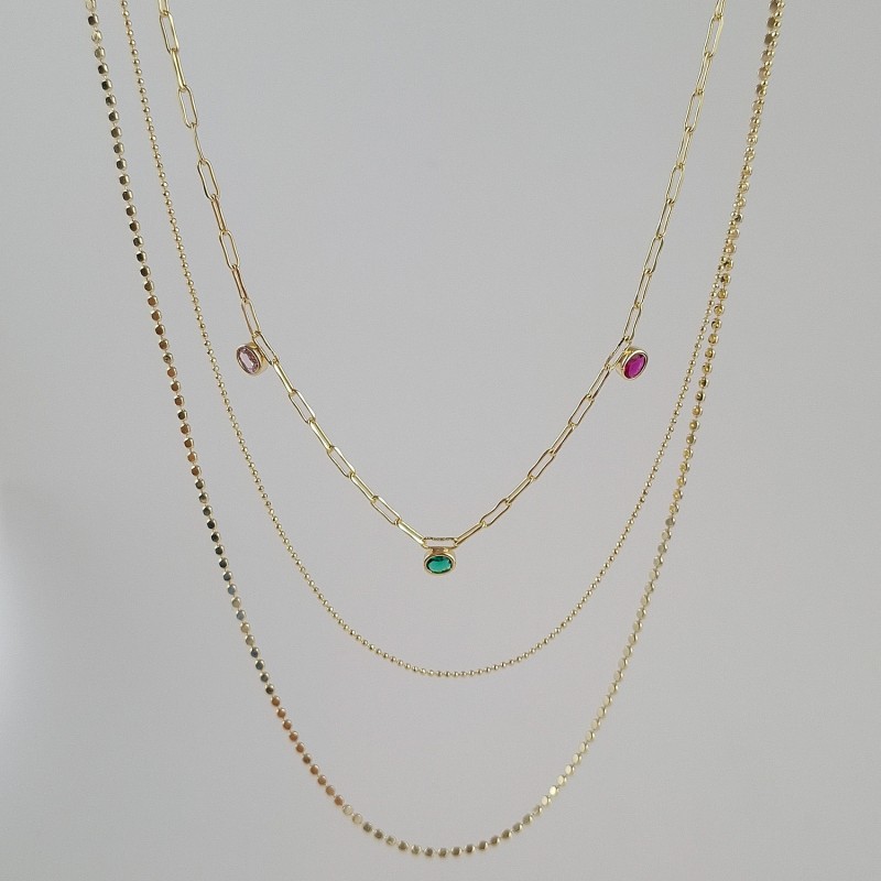 گردنبند سه ردیفه نگین رنگی*