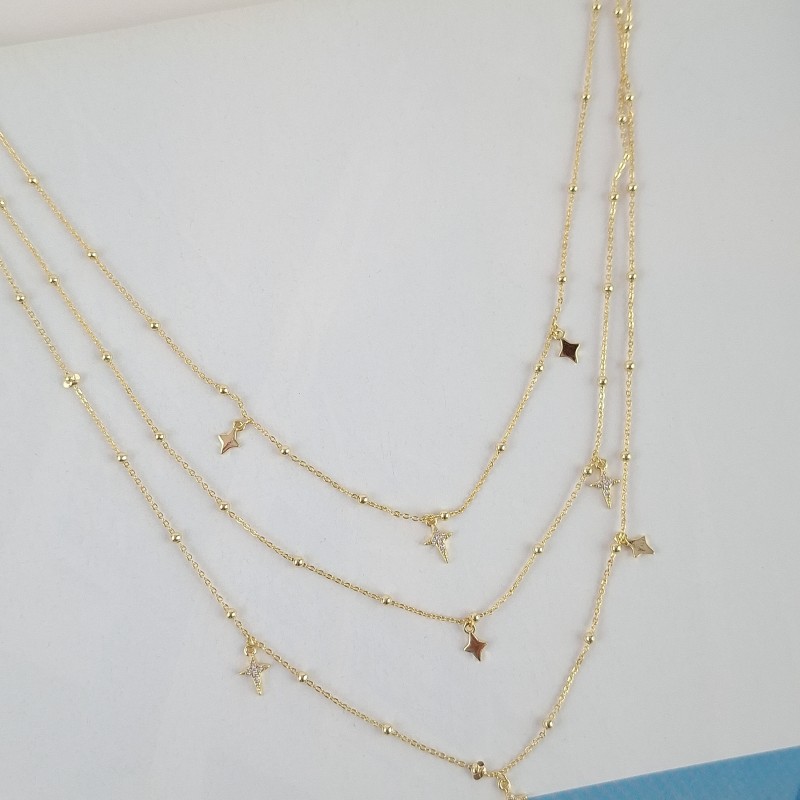 گردنبند سه ردیفه آویز ستاره نامنظم*