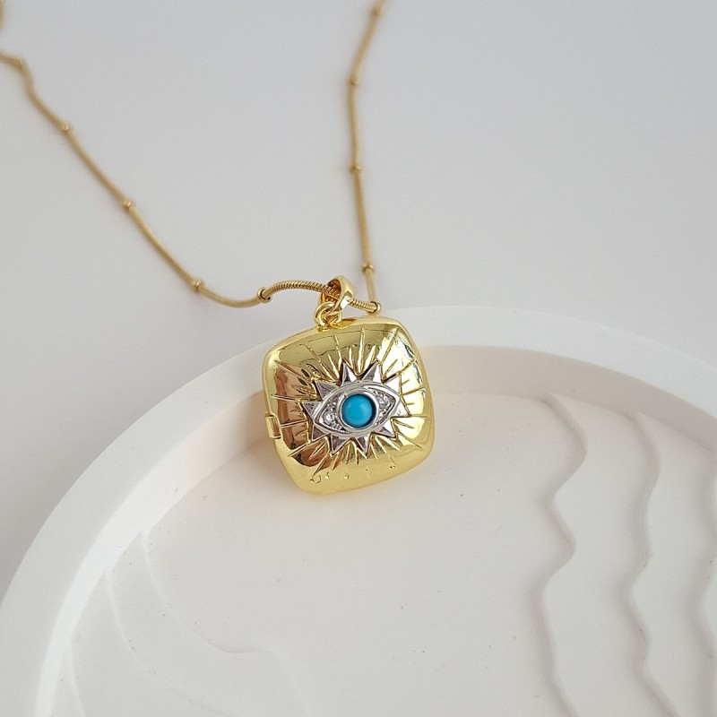 گردنبند لاکت سنگ فیروزه*