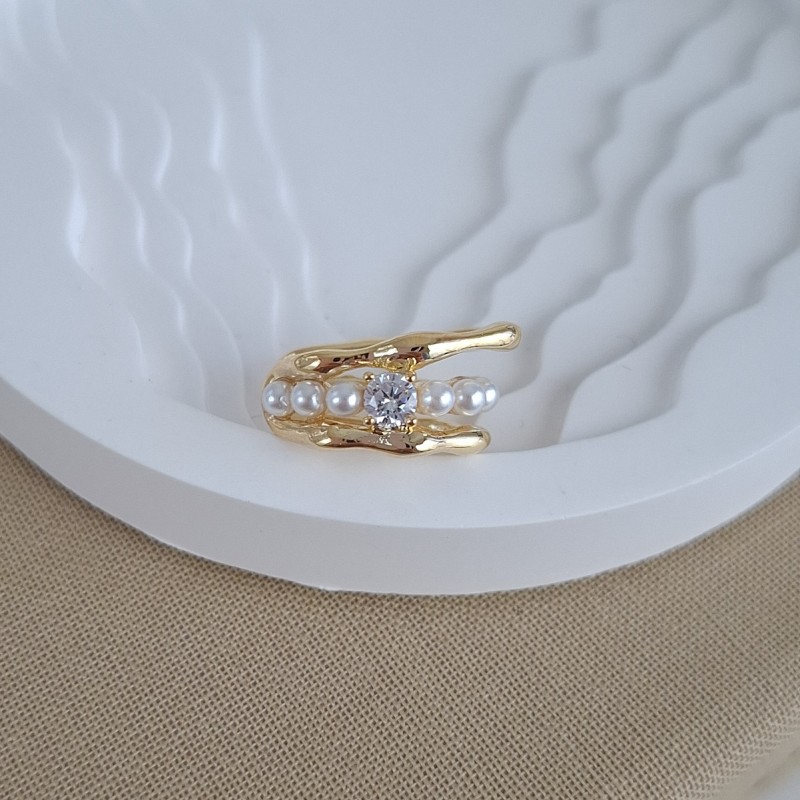 گوشواره ایرکاف سه لاین مرواریدی *