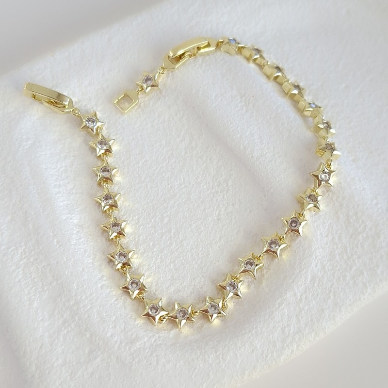 دستبند ستاره نگین زیرکنیوم طلایی *