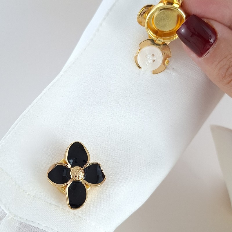 کاور دکمه گل میناکاری مشکی