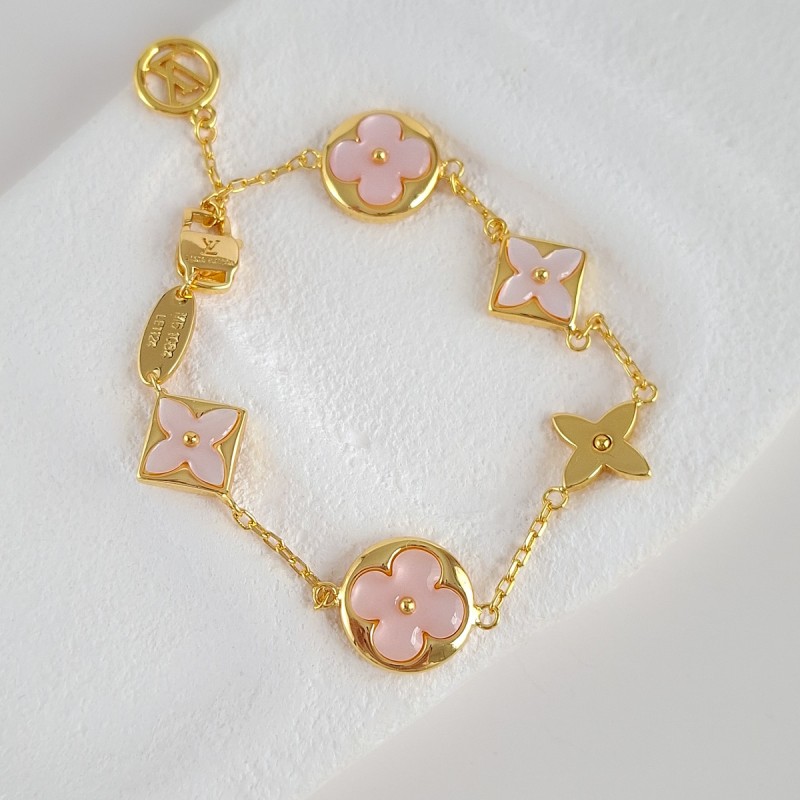 دستبند لویی ویتون صدف صورتی پایه طلایی (مستر) **