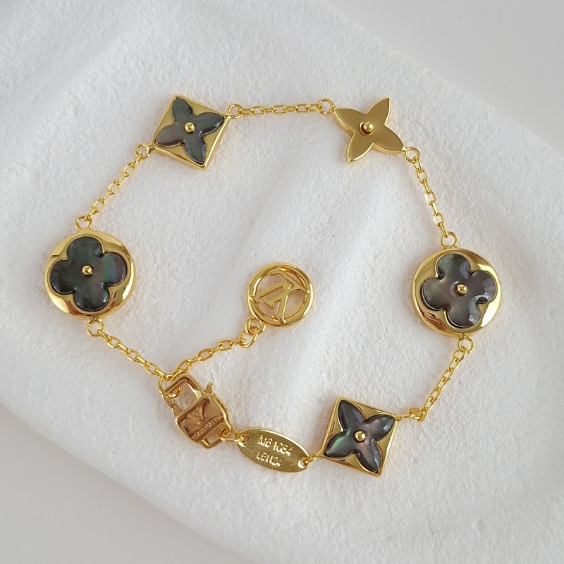 دستبند لویی ویتون صدف هفت رنگ پایه طلایی (مستر) **