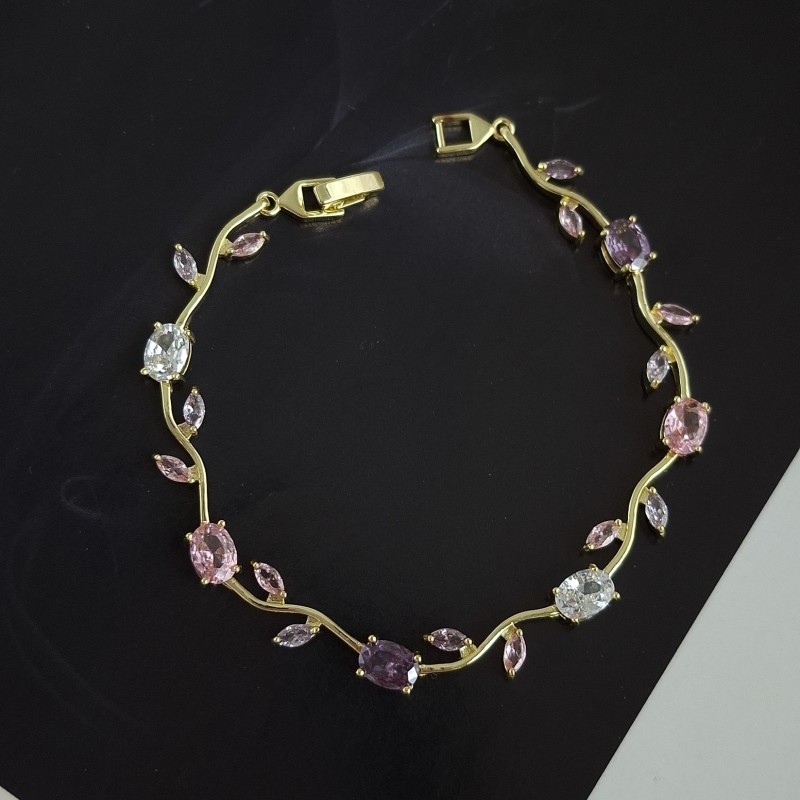 دستبند برگ و شاخه نگین سواروسکی