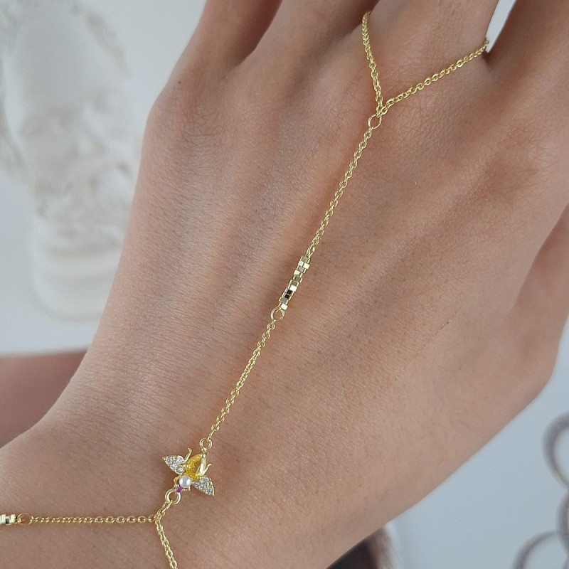 دستبند تمیمه زنبور کریستالی